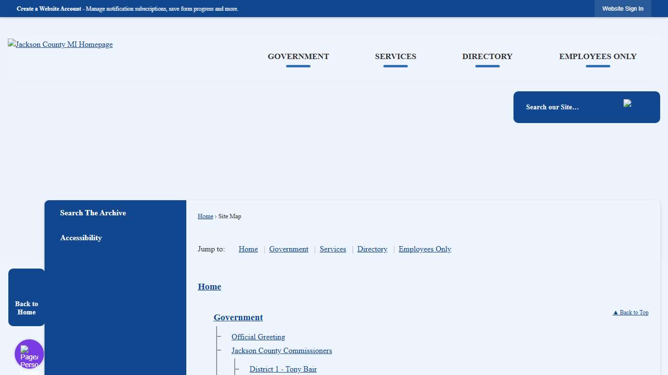 Site Map • Jackson County, MI • CivicEngage